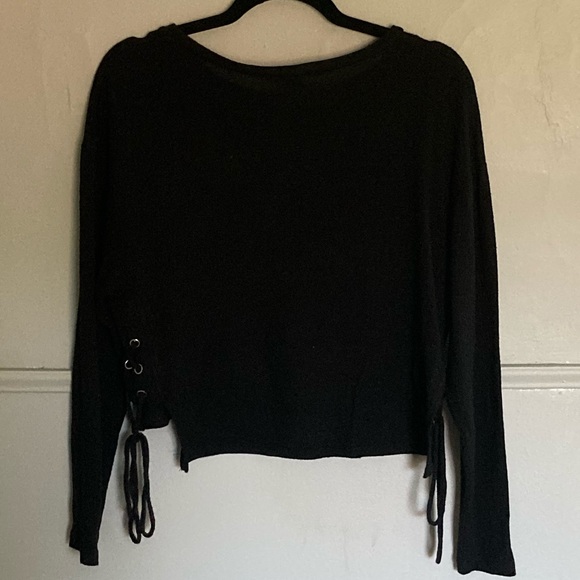 Urban Planet Tops - Urban Planet Black Lace Up Long Sleeve Top